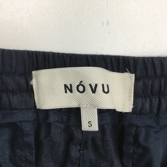 NOVU Dark Blue 100% Linen Drawstring Tapered Leg Soft Jogger Pant - Picture 2 of 10